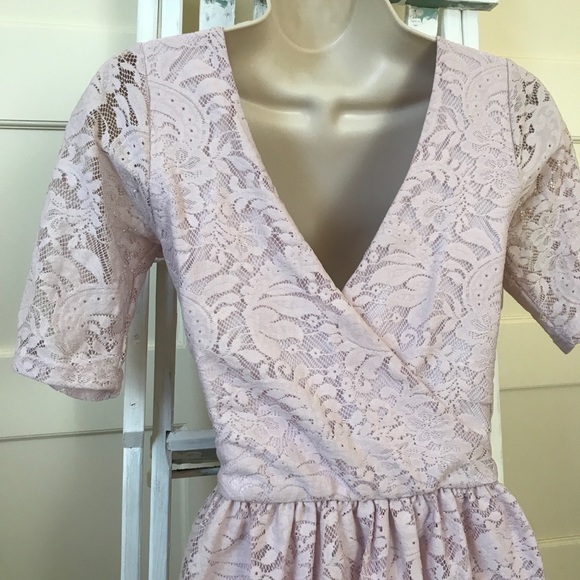 Light Pink Lace Dress with Wrap Back - Picture 6 of 6